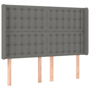 vidaXL Box Spring Bed with Mattress & LED Dark Gray 140x200 cm Fabric