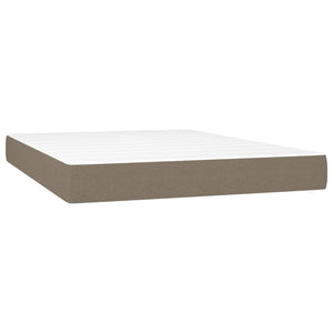 vidaXL Box Spring Bed with Mattress & LED Taupe 140x200 cm Fabric