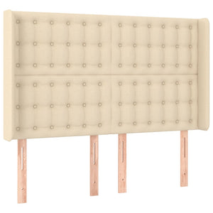 vidaXL Box Spring Bed with Mattress & LED Cream 140x200 cm Fabric