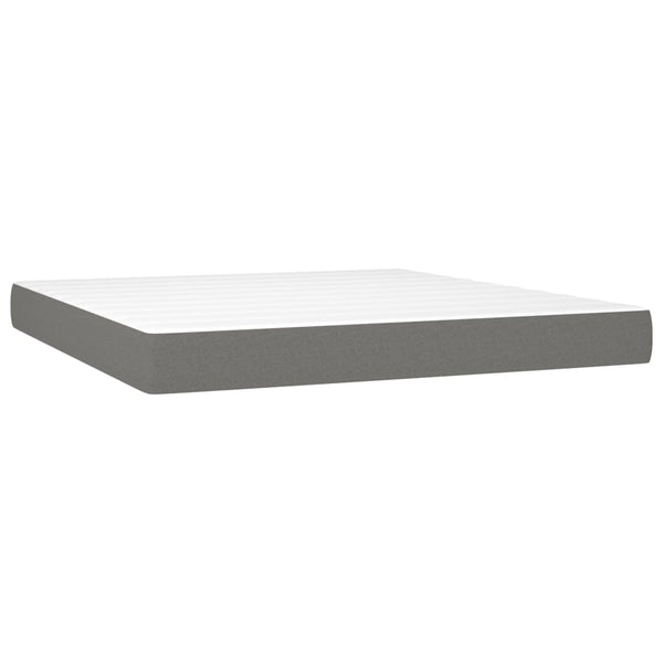 vidaXL Box Spring Bed with Mattress & LED Dark Grey 160x200 cm Fabric