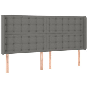 vidaXL Box Spring Bed with Mattress & LED Dark Grey 160x200 cm Fabric