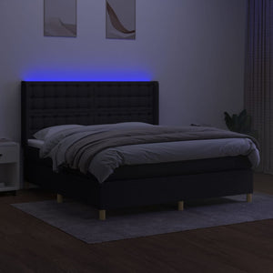 vidaXL Divan Bed with Mattress & LED Black 160x200 cm Fabric