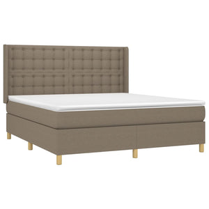 vidaXL Box Spring Bed with Mattress & LED Taupe 160x200 cm Fabric
