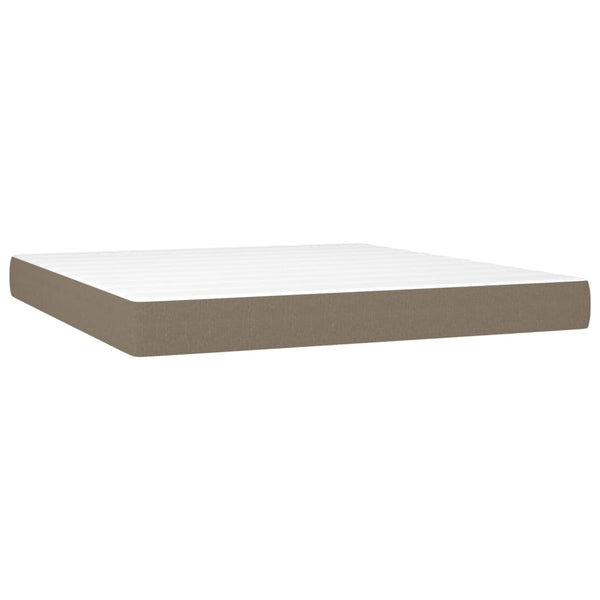 vidaXL Box Spring Bed with Mattress & LED Taupe 160x200 cm Fabric
