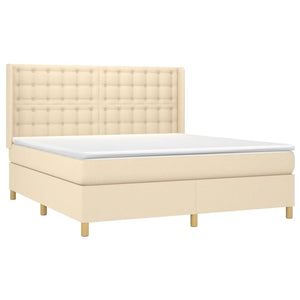 vidaXL Box Spring Bed with Mattress & LED Cream 160x200 cm Fabric