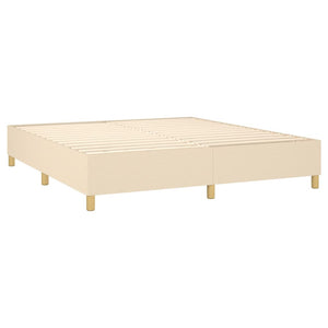 vidaXL Box Spring Bed with Mattress & LED Cream 160x200 cm Fabric