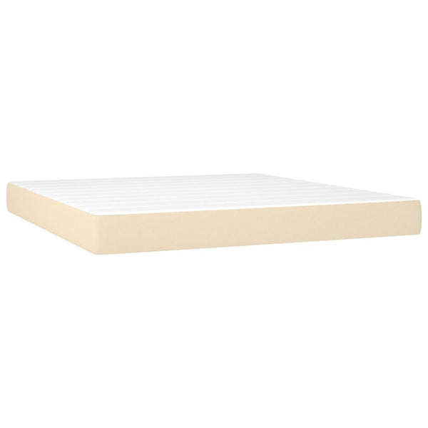vidaXL Box Spring Bed with Mattress & LED Cream 160x200 cm Fabric