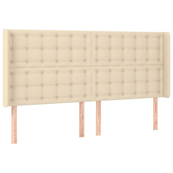 vidaXL Box Spring Bed with Mattress & LED Cream 160x200 cm Fabric