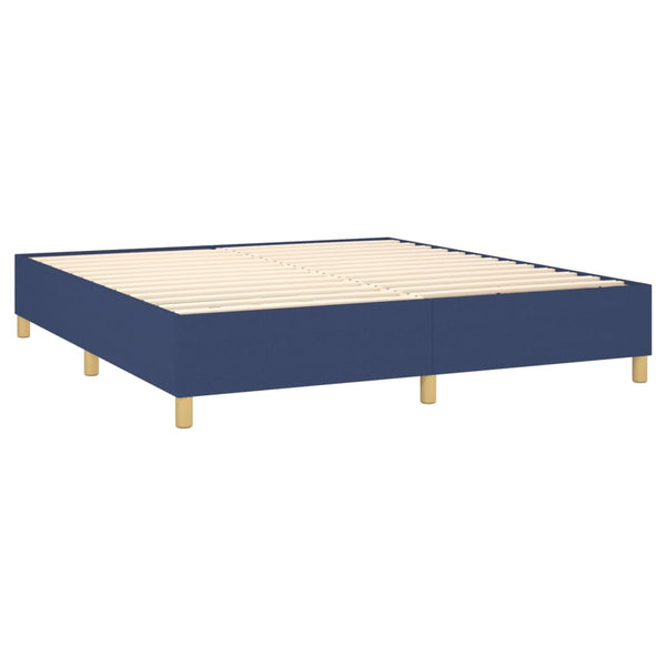 vidaXL Box Spring Bed with Mattress & LED Blue 160x200 cm Fabric