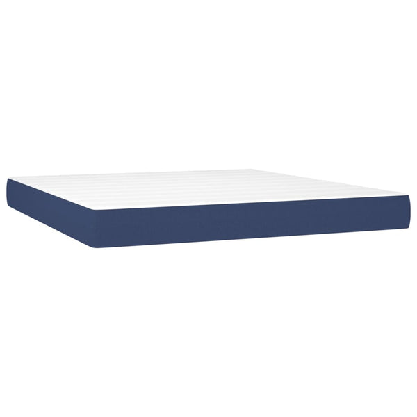 vidaXL Box Spring Bed with Mattress & LED Blue 160x200 cm Fabric