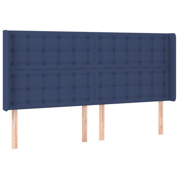 vidaXL Box Spring Bed with Mattress & LED Blue 160x200 cm Fabric
