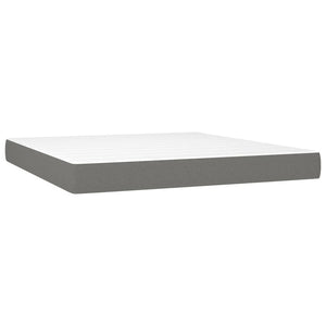 vidaXL Box Spring Bed with Mattress & LED Dark Gray 180x200 cm Fabric