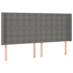 vidaXL Box Spring Bed with Mattress & LED Dark Gray 180x200 cm Fabric