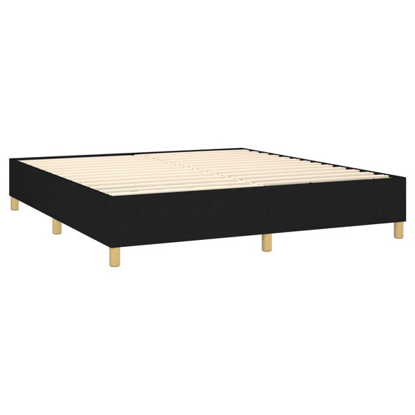 vidaXL Box Spring Bed with Mattress & LED Black 180x200 cm Fabric