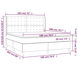 vidaXL Box Spring Bed with Mattress & LED Black 180x200 cm Fabric