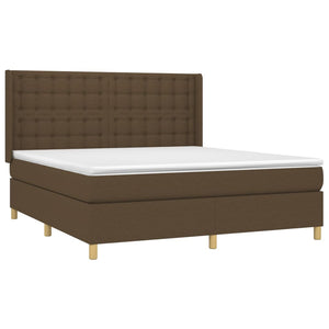 vidaXL Box Spring Bed with Mattress & LED Dark Brown 180x200 cm Fabric
