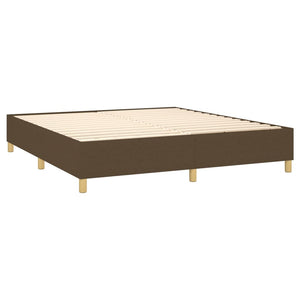 vidaXL Box Spring Bed with Mattress & LED Dark Brown 180x200 cm Fabric