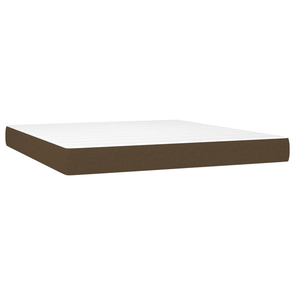 vidaXL Box Spring Bed with Mattress & LED Dark Brown 180x200 cm Fabric