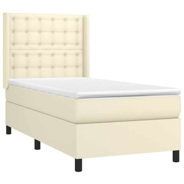 vidaXL Box Spring Bed with Mattress & LED Cream 80x200 cm Faux Leather