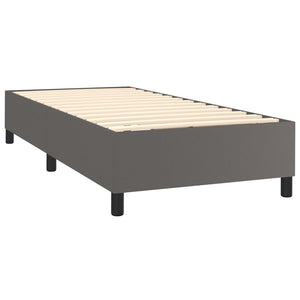 vidaXL Box Spring Bed with Mattress & LED Grey 80x200 cm Faux Leather