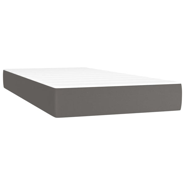 vidaXL Box Spring Bed with Mattress & LED Grey 80x200 cm Faux Leather
