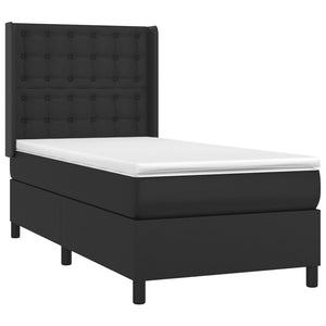 vidaXL Box Spring Bed with Mattress & LED Black 90x190 cm Faux Leather