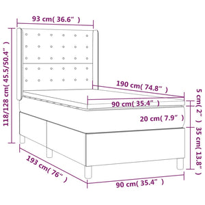vidaXL Box Spring Bed with Mattress & LED Black 90x190 cm Faux Leather