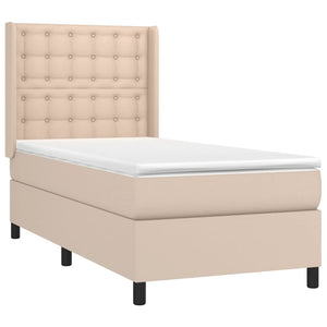 vidaXL Box Spring Bed with Mattress & LED Cappuccino Brown 90x190cm
