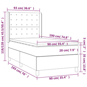 vidaXL Box Spring Bed with Mattress & LED Cappuccino Brown 90x190cm