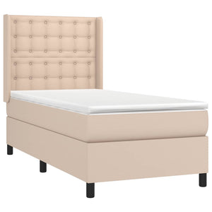 vidaXL Box Spring Bed with Mattress & LED Cappuccino Brown 100x200cm
