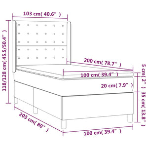 vidaXL Box Spring Bed with Mattress & LED Cappuccino Brown 100x200cm