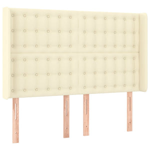 vidaXL Box spring bed with mattress & LED Cream 140x190 cm Artificial leather