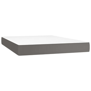 vidaXL Box Spring Bed with Mattress & LED Grey 140x190 cm Faux Leather