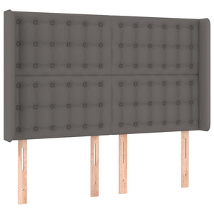 vidaXL Box Spring Bed with Mattress & LED Grey 140x190 cm Faux Leather