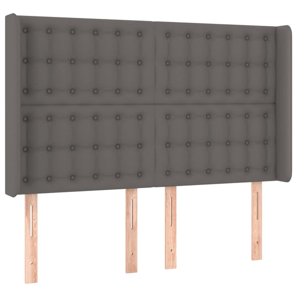 vidaXL Box Spring Bed with Mattress & LED Grey 140x190 cm Faux Leather