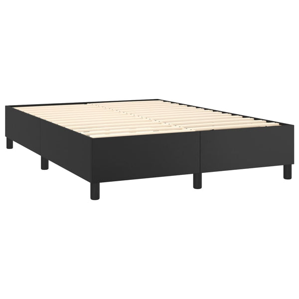 vidaXL Box Spring Bed with Mattress & LED Black 140x200 cm Faux Leather