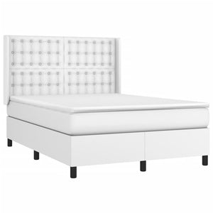 vidaXL Box Spring Bed with Mattress & LED White 140x200 cm Faux Leather