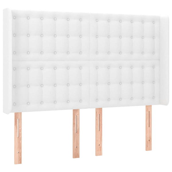 vidaXL Box Spring Bed with Mattress & LED White 140x200 cm Faux Leather