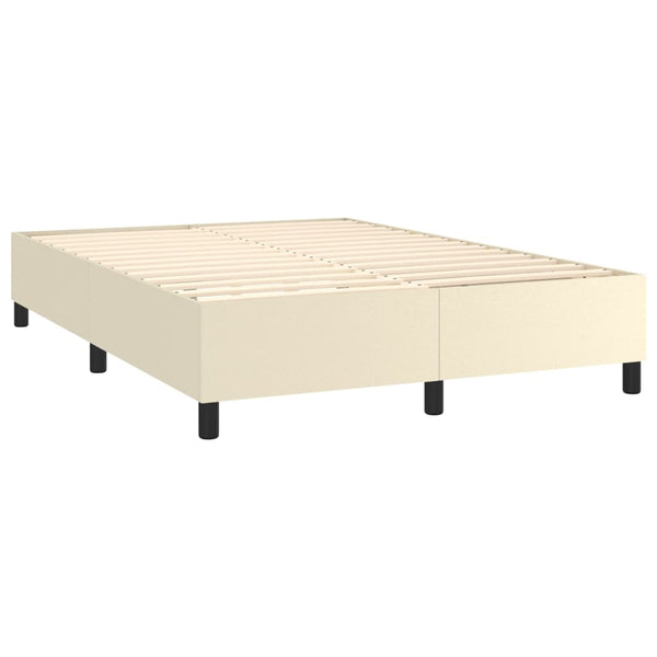 vidaXL Box Spring Bed with Mattress & LED Cream 140x200 cm Faux Leather
