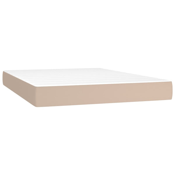 vidaXL Box Spring Bed with Mattress & LED Cappuccino Brown 140x200cm