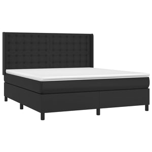 vidaXL Box Spring Bed with Mattress & LED Black 160x200 cm Faux Leather