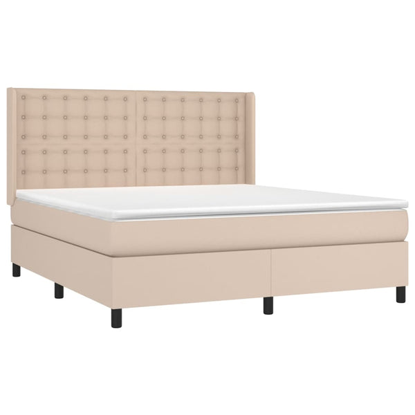 vidaXL Box Spring Bed with Mattress & LED Cappuccino Brown 160x200cm