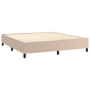 vidaXL Box Spring Bed with Mattress & LED Cappuccino Brown 160x200cm