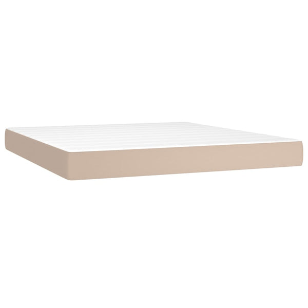vidaXL Box Spring Bed with Mattress & LED Cappuccino Brown 160x200cm
