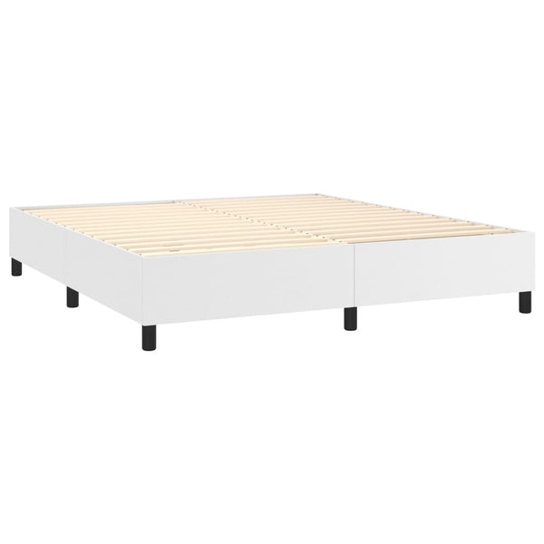 vidaXL Box Spring Bed with Mattress & LED White 180x200 cm Faux Leather