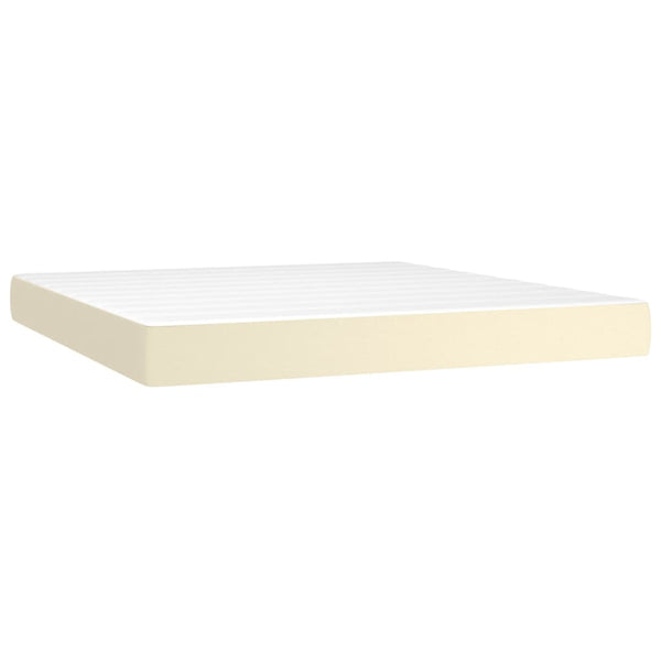 vidaXL Box Spring Bed with Mattress & LED Cream 180x200 cm Faux Leather