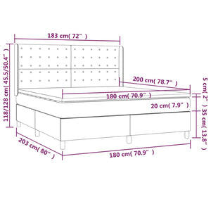 vidaXL Box Spring Bed with Mattress & LED Cream 180x200 cm Faux Leather