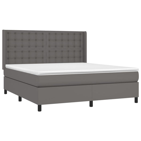 vidaXL Box Spring Bed with Mattress & LED Grey 180x200 cm Faux Leather