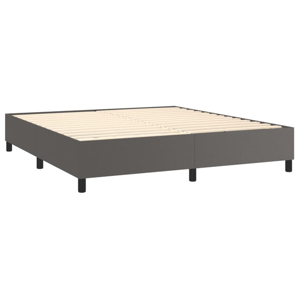 vidaXL Box Spring Bed with Mattress & LED Grey 180x200 cm Faux Leather