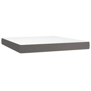 vidaXL Box Spring Bed with Mattress & LED Grey 180x200 cm Faux Leather